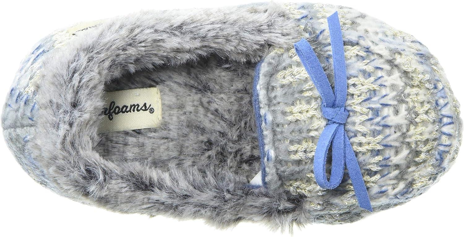 imageDearfoams UnisexChild Kids Toddlers Sparkle Fairisle Moccasin SlipperLight Heather Grey