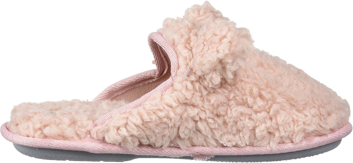 imageDearfoams UnisexChild Kids Toddlers faux sherpa Scuff with Ears SlipperDusty Pink
