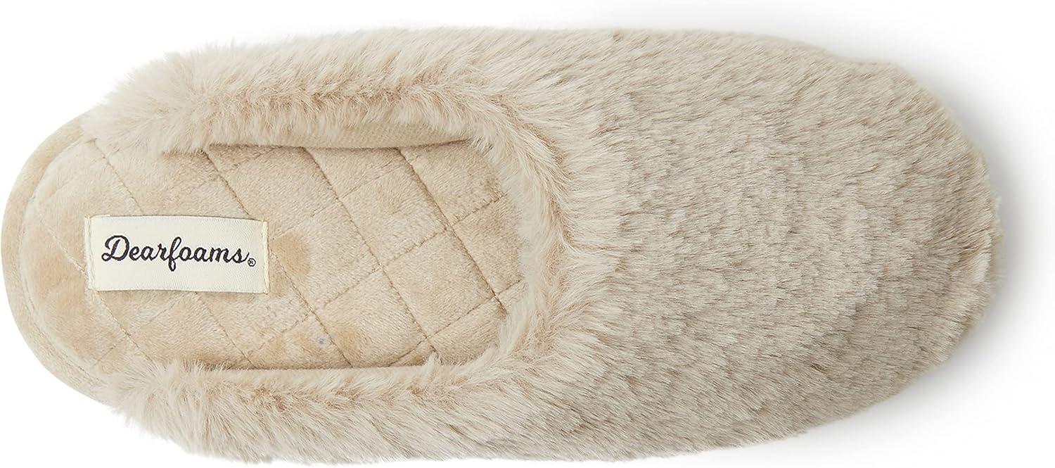 imageDearfoams Womens Bailey Plush Furry Scuff SlipperLatte