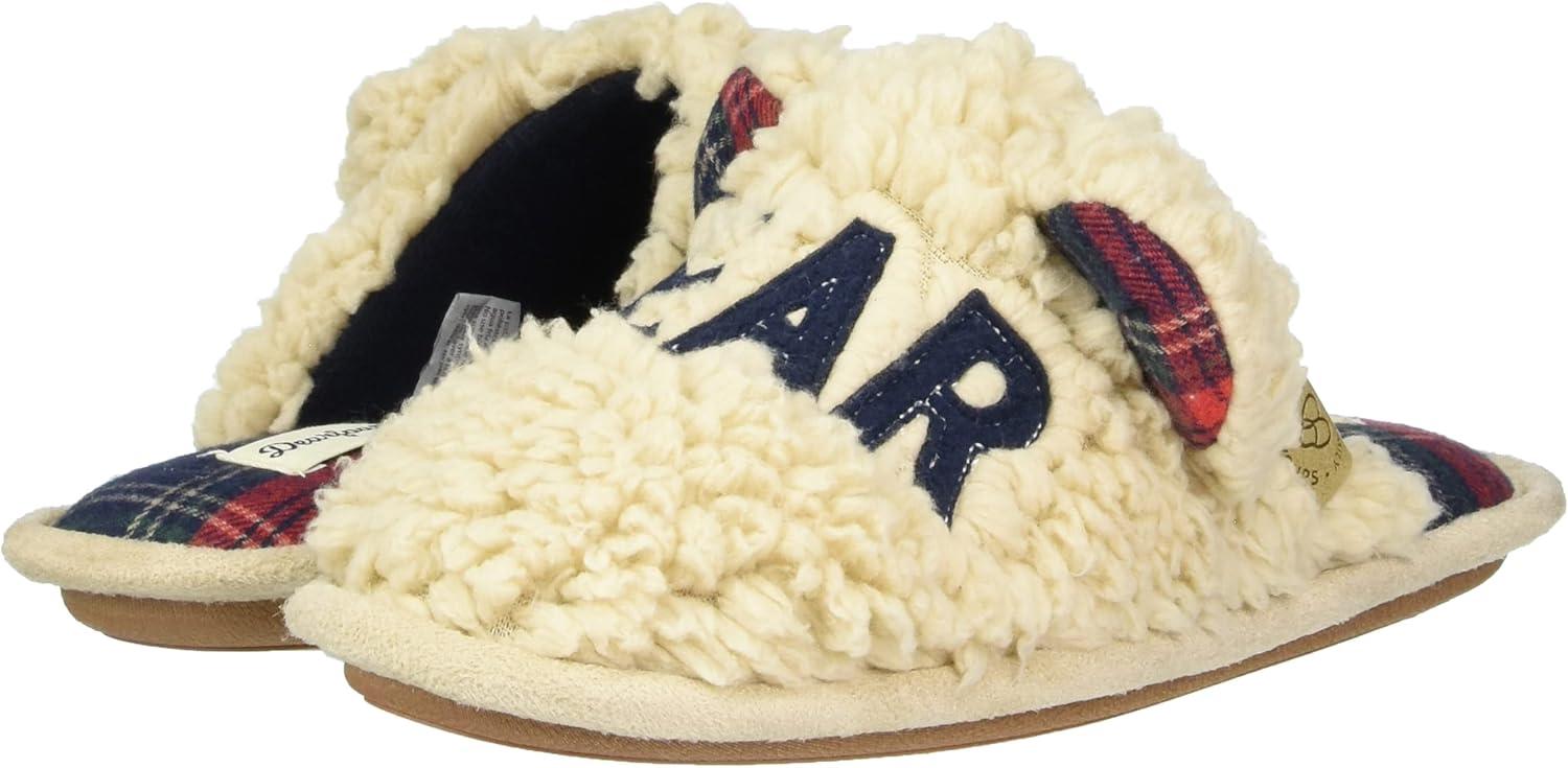 imageDearfoams Womens Buffalo Check Lil Bear Scuff SlipperCream