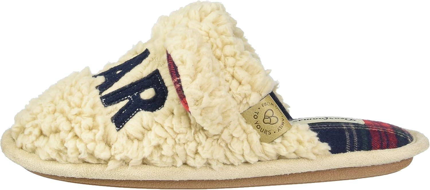 imageDearfoams Womens Buffalo Check Lil Bear Scuff SlipperCream