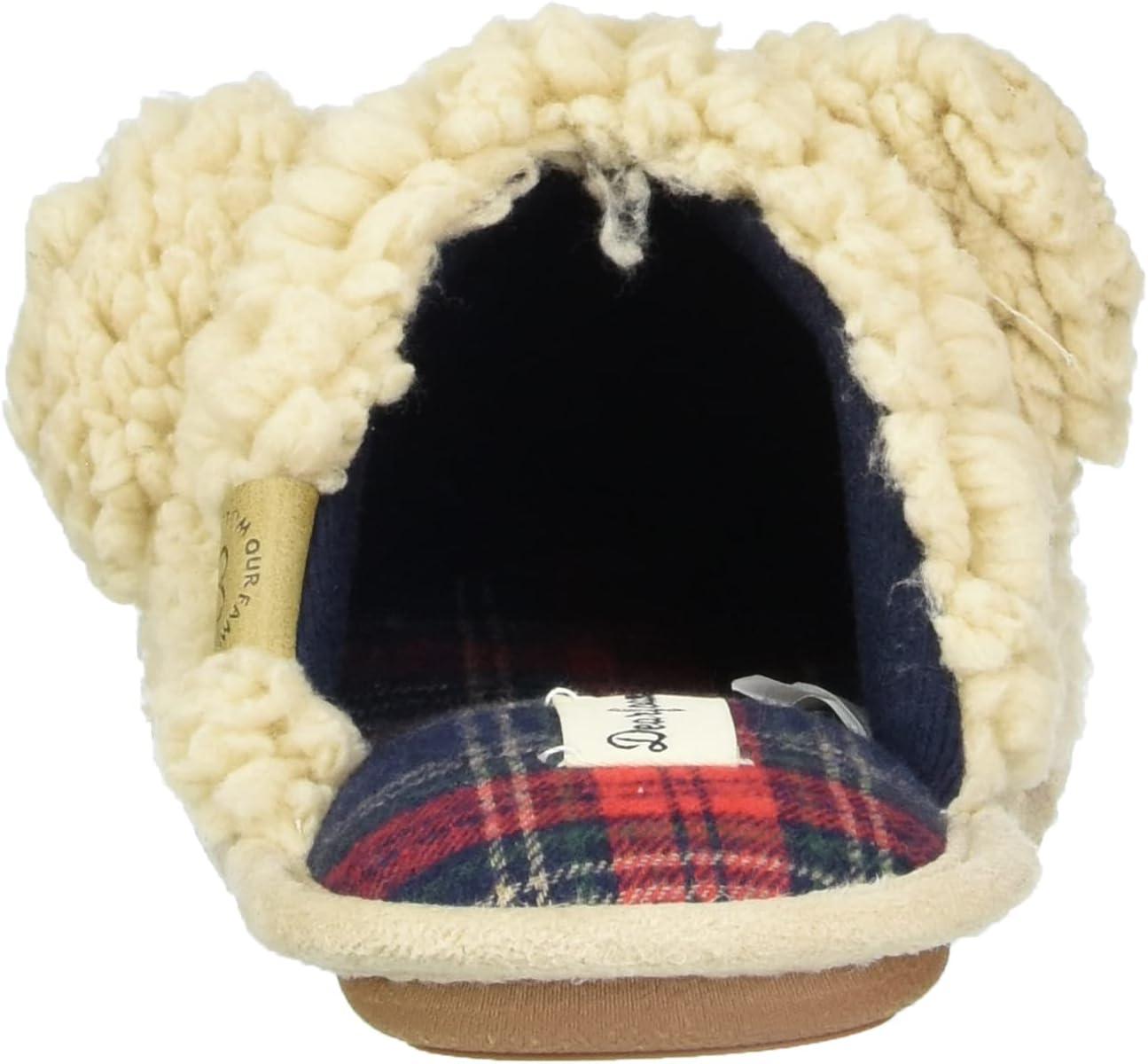 imageDearfoams Womens Buffalo Check Lil Bear Scuff SlipperCream