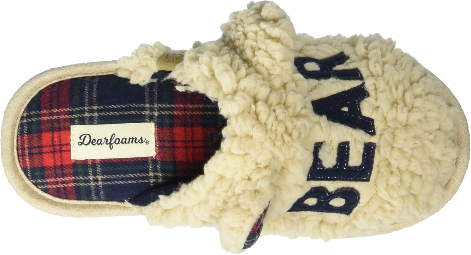 imageDearfoams Womens Buffalo Check Lil Bear Scuff SlipperCream