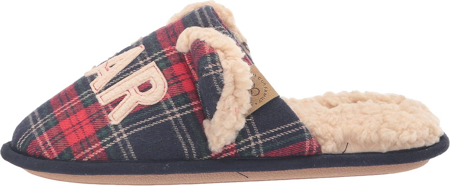 imageDearfoams Womens Buffalo Check Lil Bear Scuff SlipperNavy Blazer