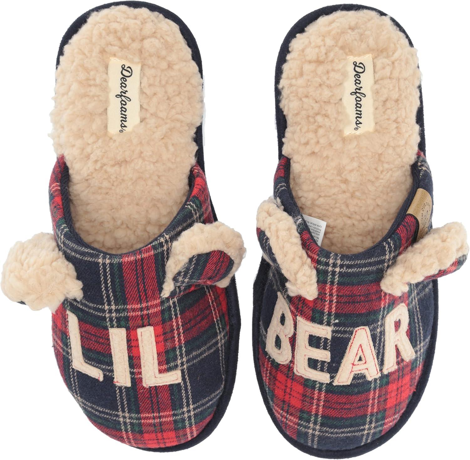 imageDearfoams Womens Buffalo Check Lil Bear Scuff SlipperNavy Blazer