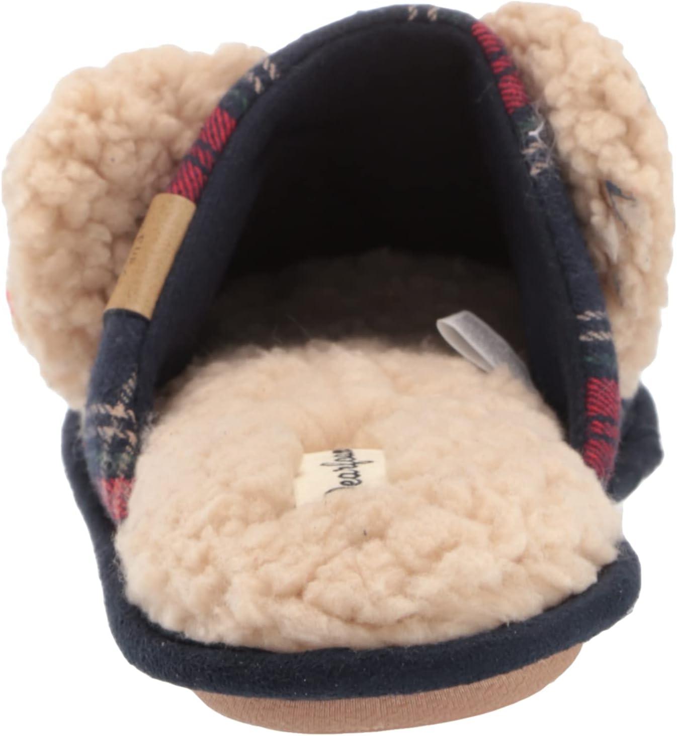 imageDearfoams Womens Buffalo Check Lil Bear Scuff SlipperNavy Blazer