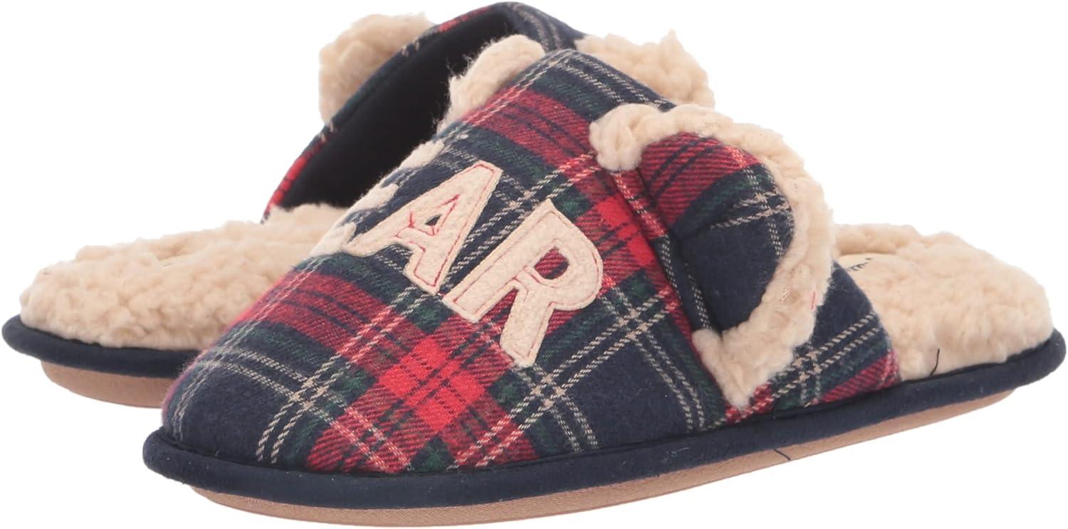 imageDearfoams Womens Buffalo Check Lil Bear Scuff SlipperNavy Blazer