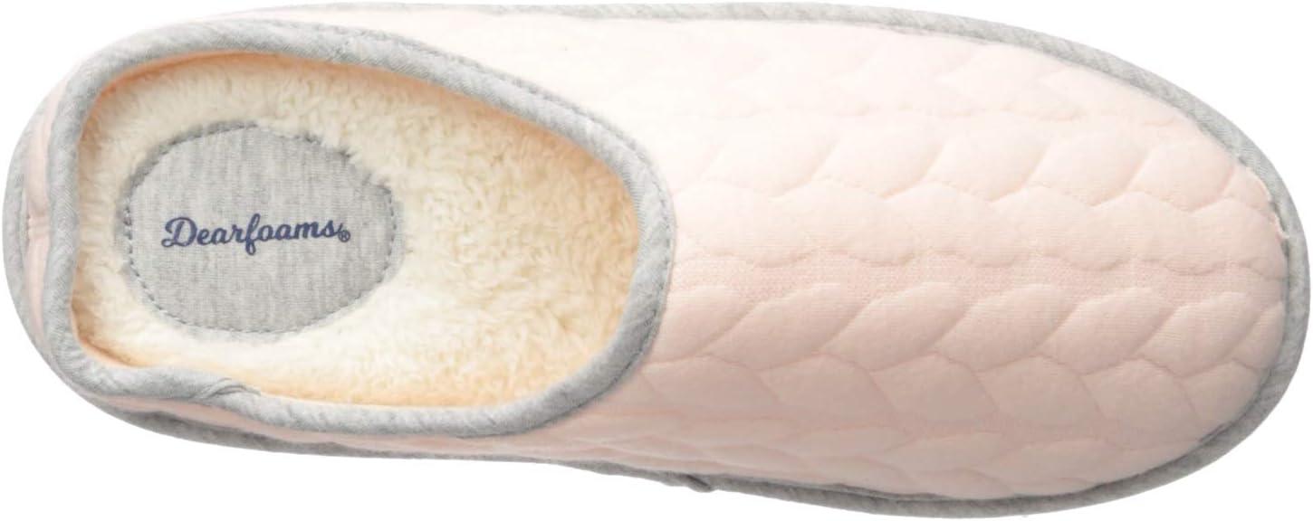 imageDearfoams Womens Cable Quilt Bound Clog with Wide Widths SlipperFresh Pink