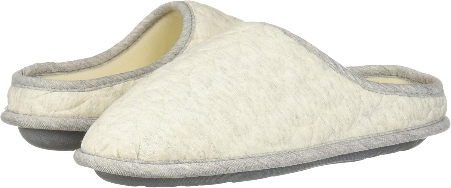 imageDearfoams Womens Cable Quilt Bound Clog with Wide Widths SlipperOatmeal Heather
