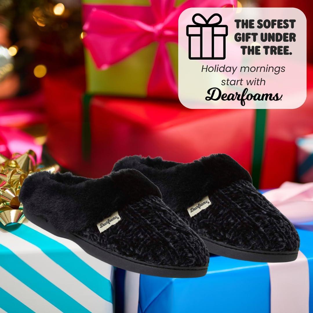 imageDearfoams Womens Claire Textured Knit Clog SlipperBlack