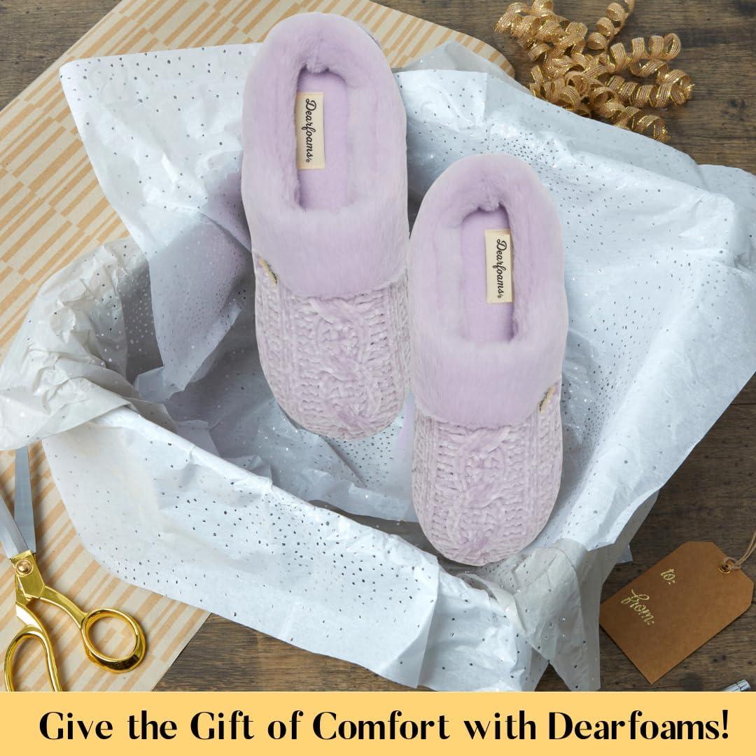 imageDearfoams Womens Claire Textured Knit Clog SlipperLight Purple