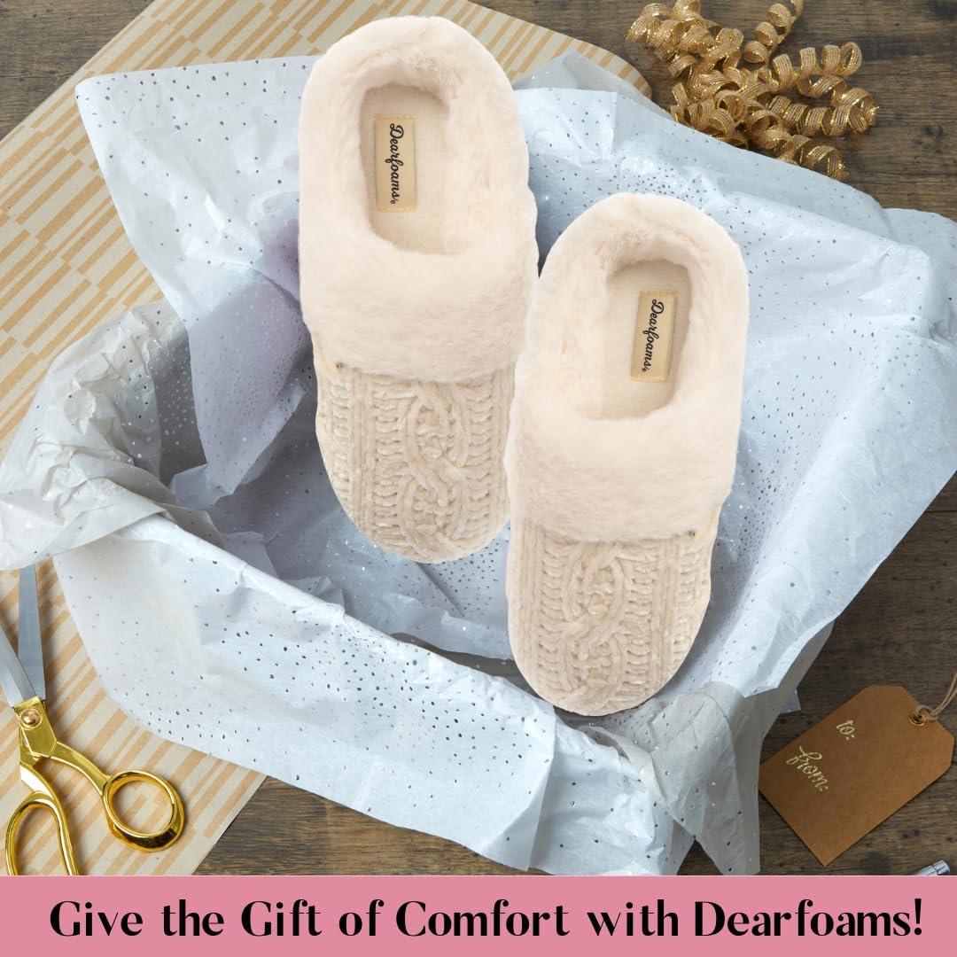 imageDearfoams Womens Claire Textured Knit Clog SlipperMuslin
