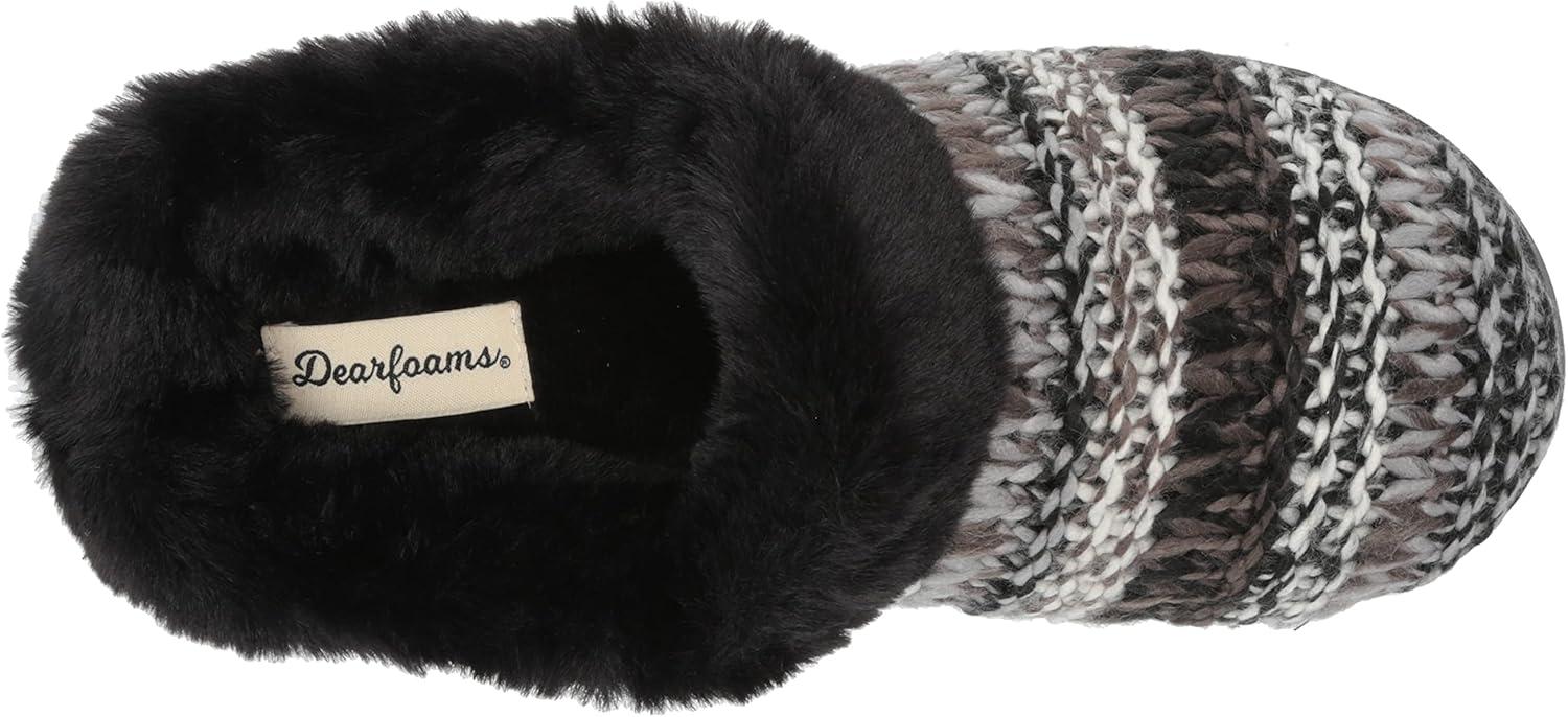 imageDearfoams Womens Cora Striped Knit Clog SlipperBlack