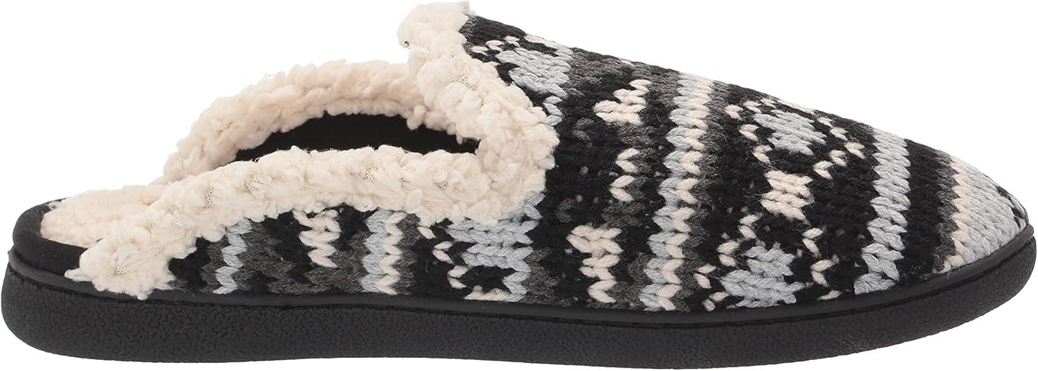 imageDearfoams Womens Erin Fairisle Extended Tab Scuff SlipperBlack