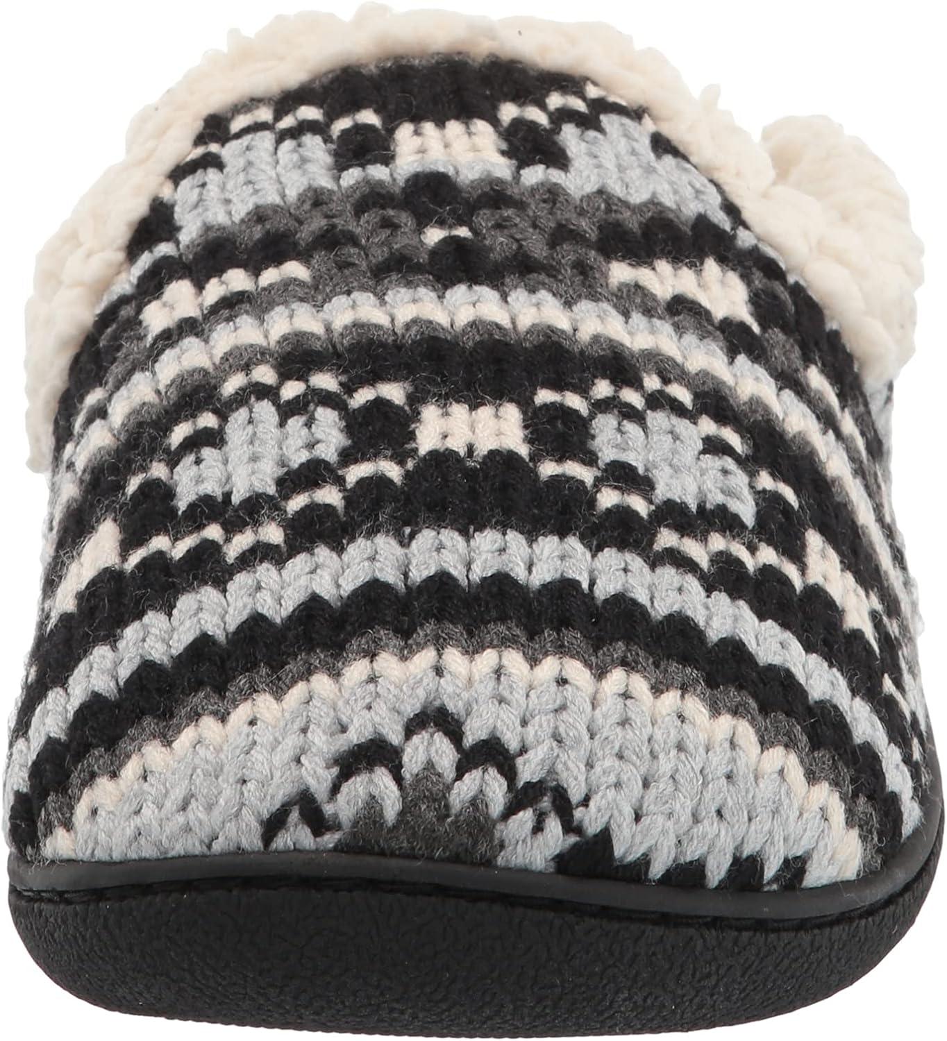imageDearfoams Womens Erin Fairisle Extended Tab Scuff SlipperBlack