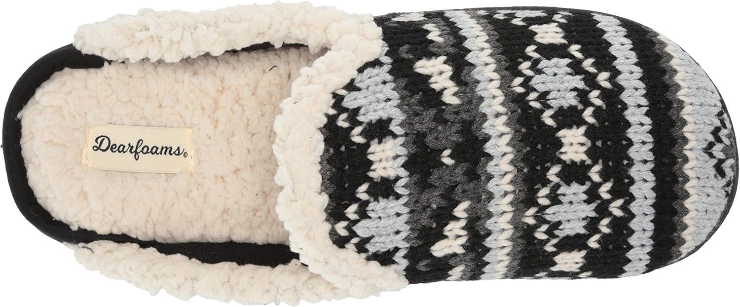 imageDearfoams Womens Erin Fairisle Extended Tab Scuff SlipperBlack