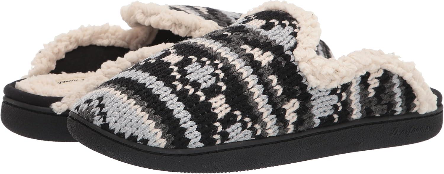 imageDearfoams Womens Erin Fairisle Extended Tab Scuff SlipperBlack