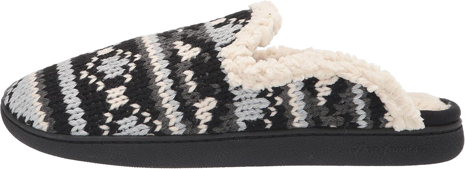 imageDearfoams Womens Erin Fairisle Extended Tab Scuff SlipperBlack
