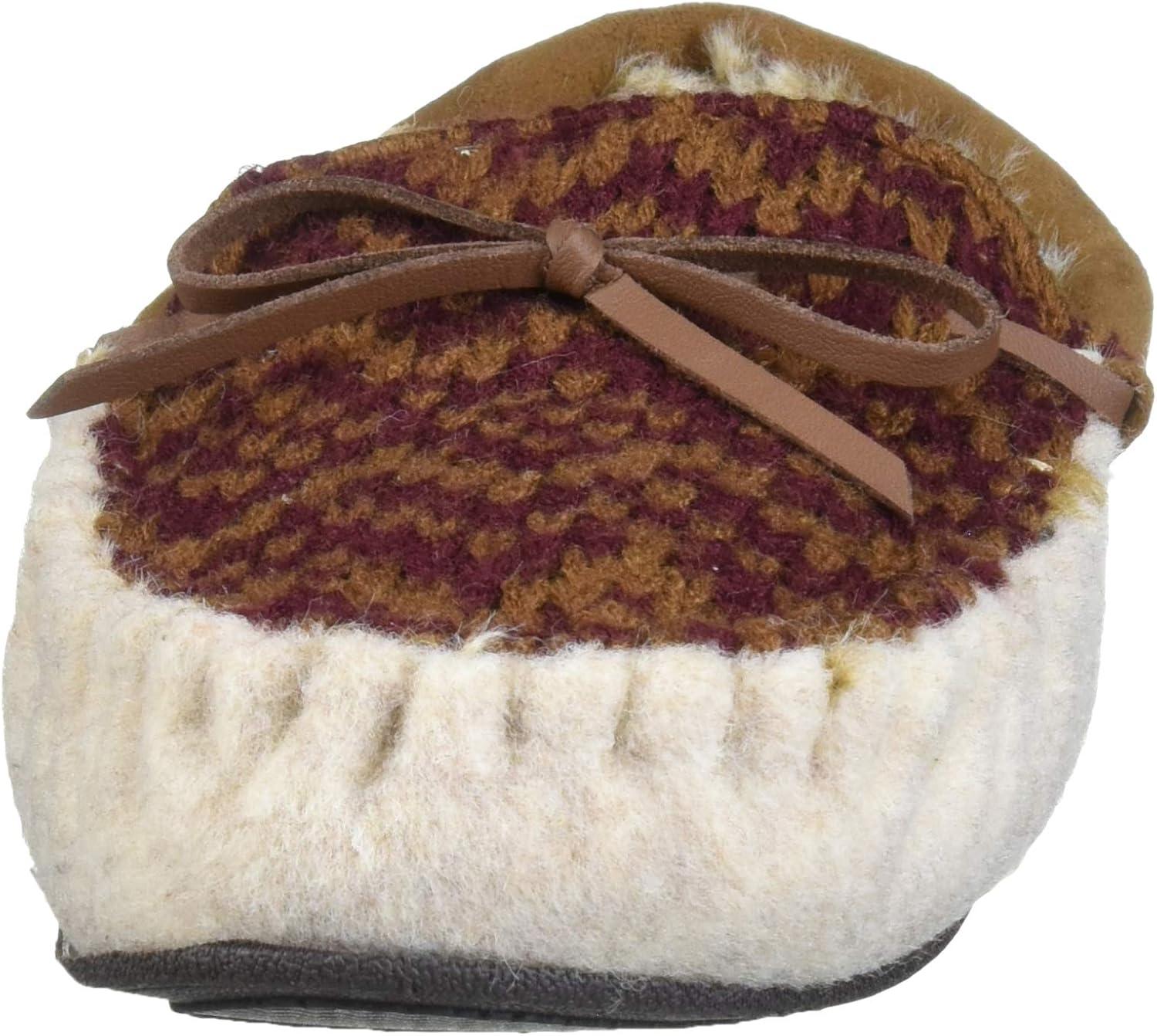 imageDearfoams Womens Felted Microwool and Fairisle Knit Moccasin SlipperOatmeal Heather