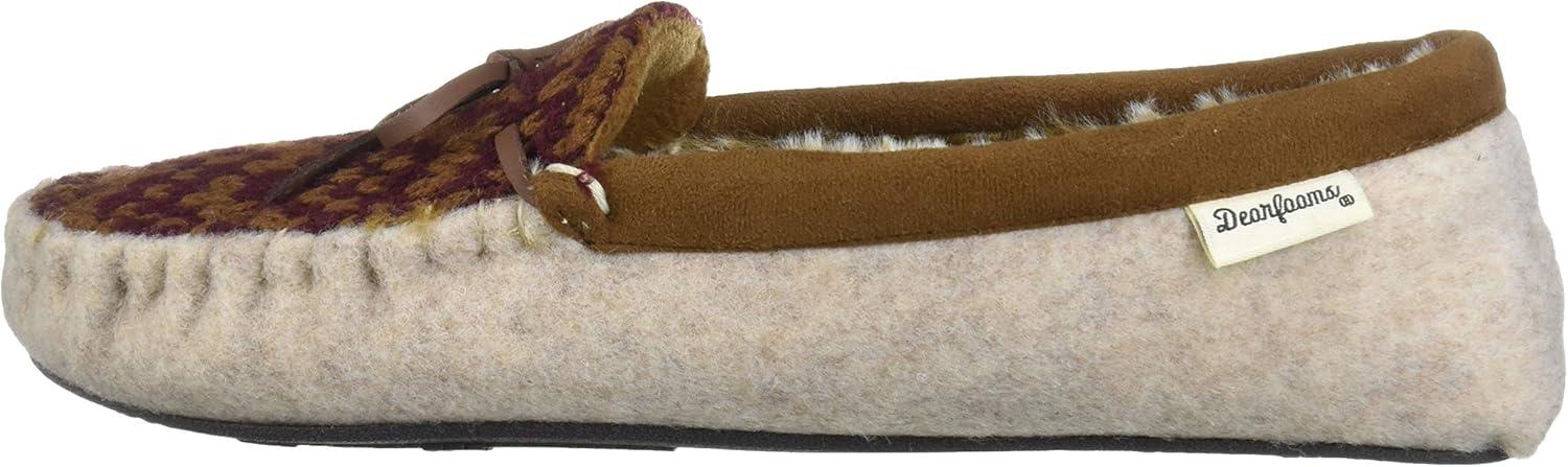 imageDearfoams Womens Felted Microwool and Fairisle Knit Moccasin SlipperOatmeal Heather