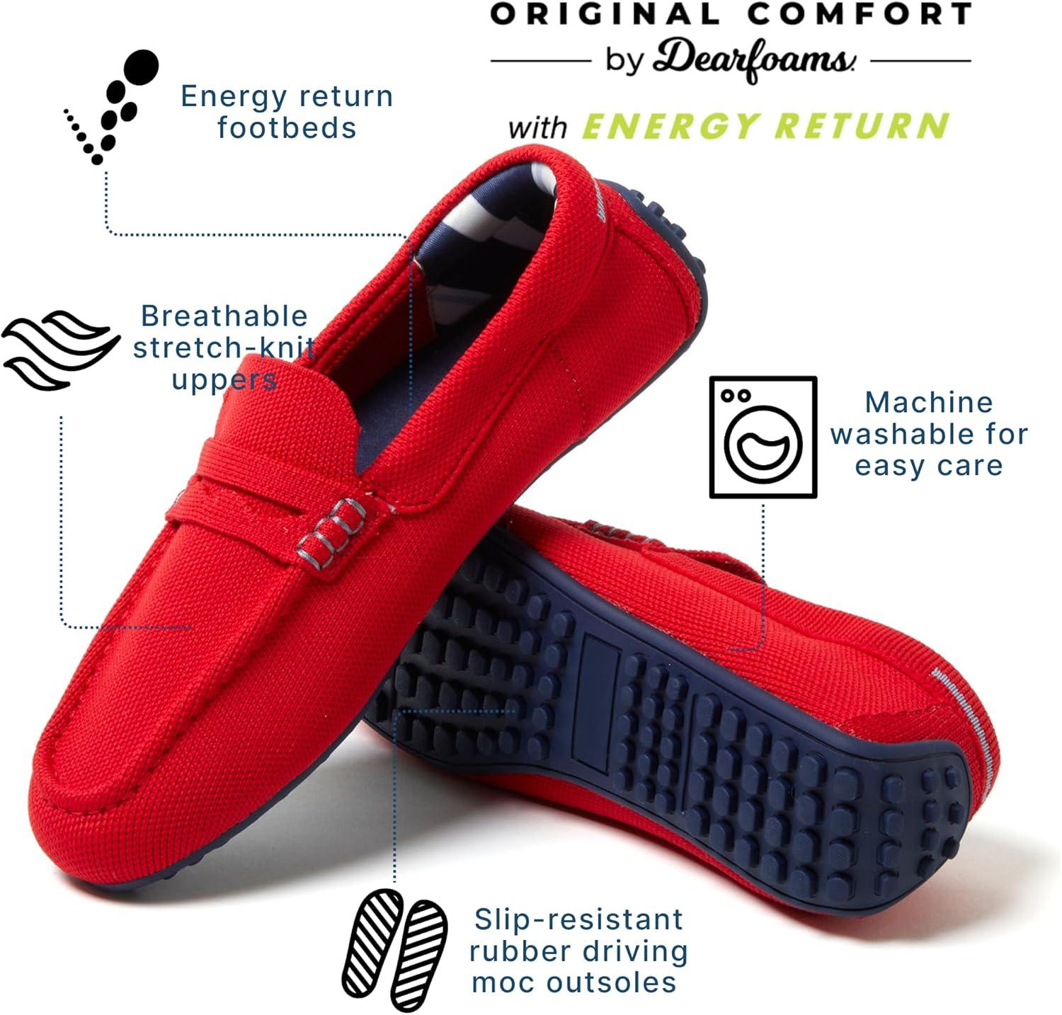 imageDearfoams Womens HazelLighweight Driving Loafer Machine Washable Comfortable ShoeTrue Red