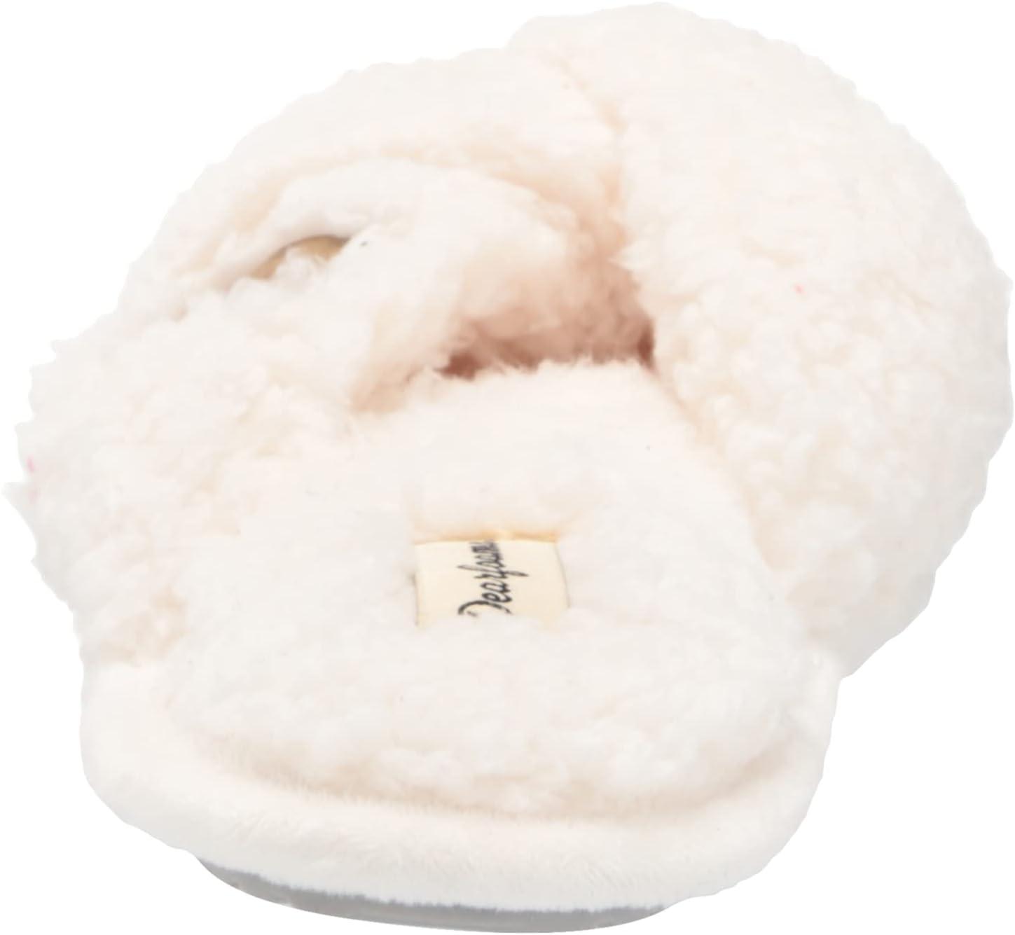imageDearfoams Womens Jules Fluffy Teddy Twist Vamp Slide SlipperMuslin