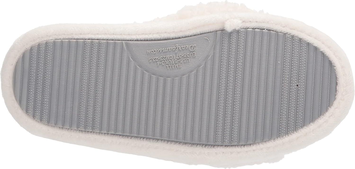 imageDearfoams Womens Jules Fluffy Teddy Twist Vamp Slide SlipperMuslin