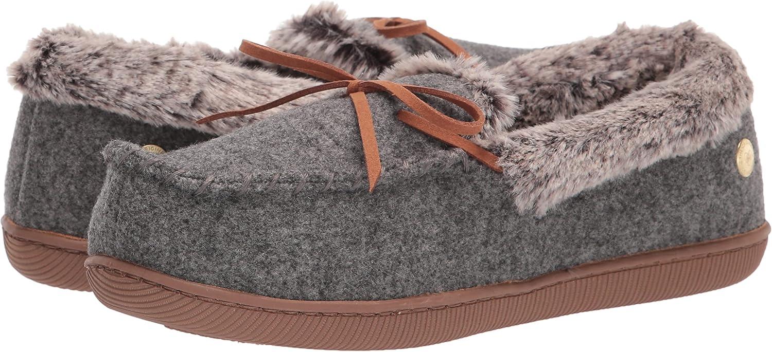 imageDearfoams Womens Kristen Moccasin SlipperDark Heather Grey
