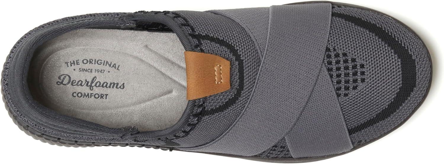 imageDearfoams Womens Livie Machine Washable X Strap Knit SneakerBlack