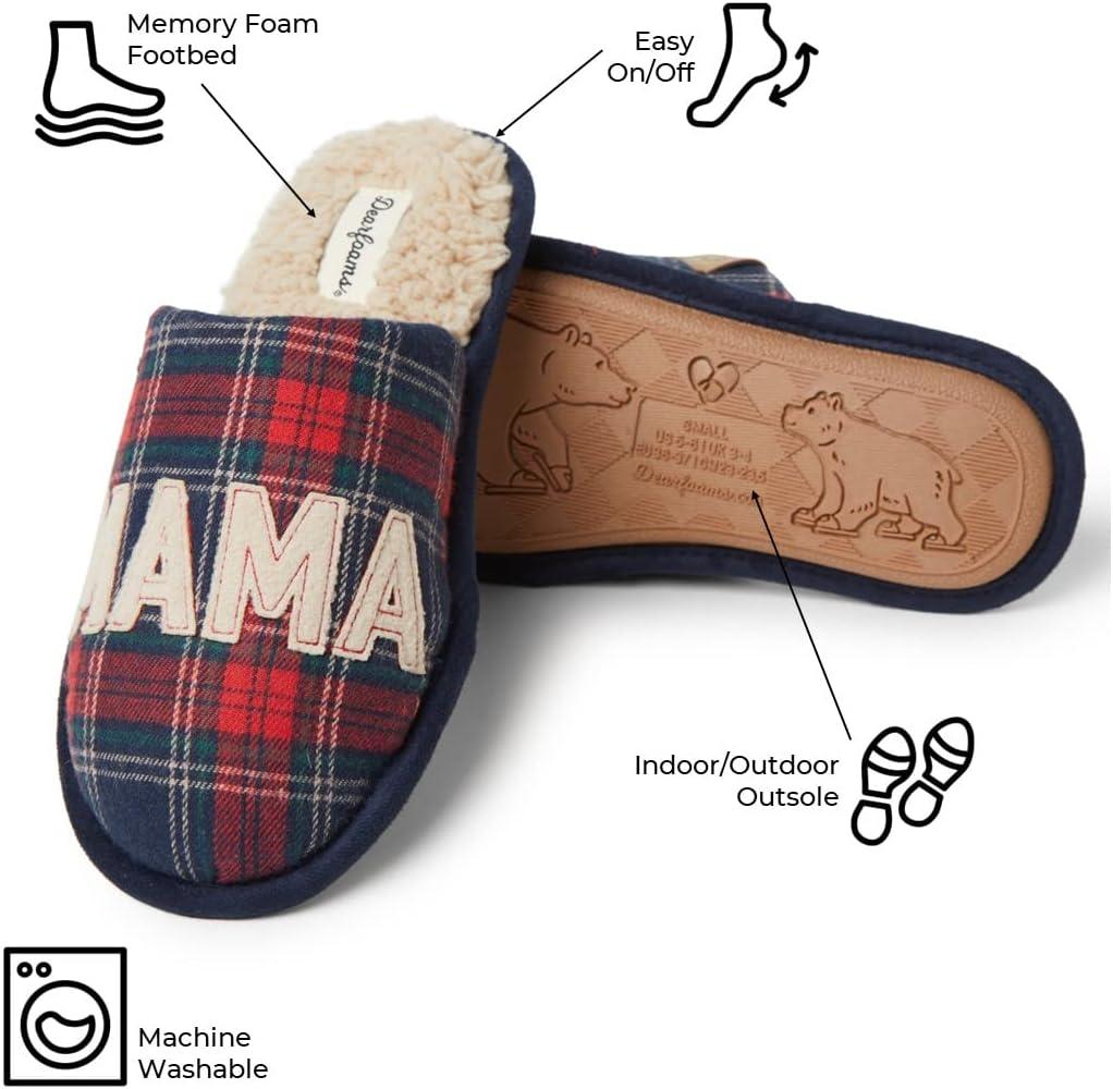 imageDearfoams Womens Mama Bear Matching Family Gifts for Mom ClogNavy Plaid