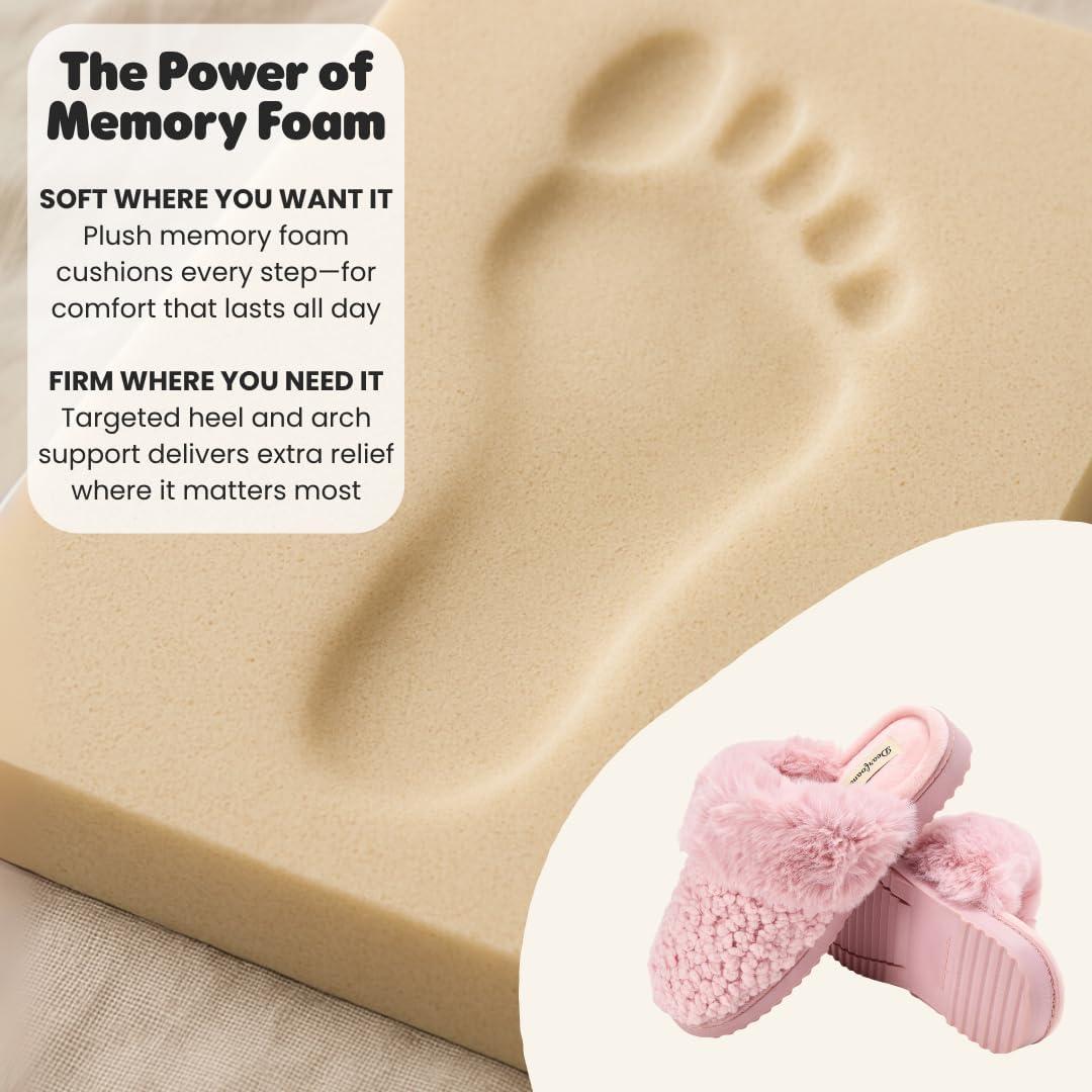 imageDearfoams Womens Memory Foam Slippers Courtney Knit Scuff Indoor House ShoesPink