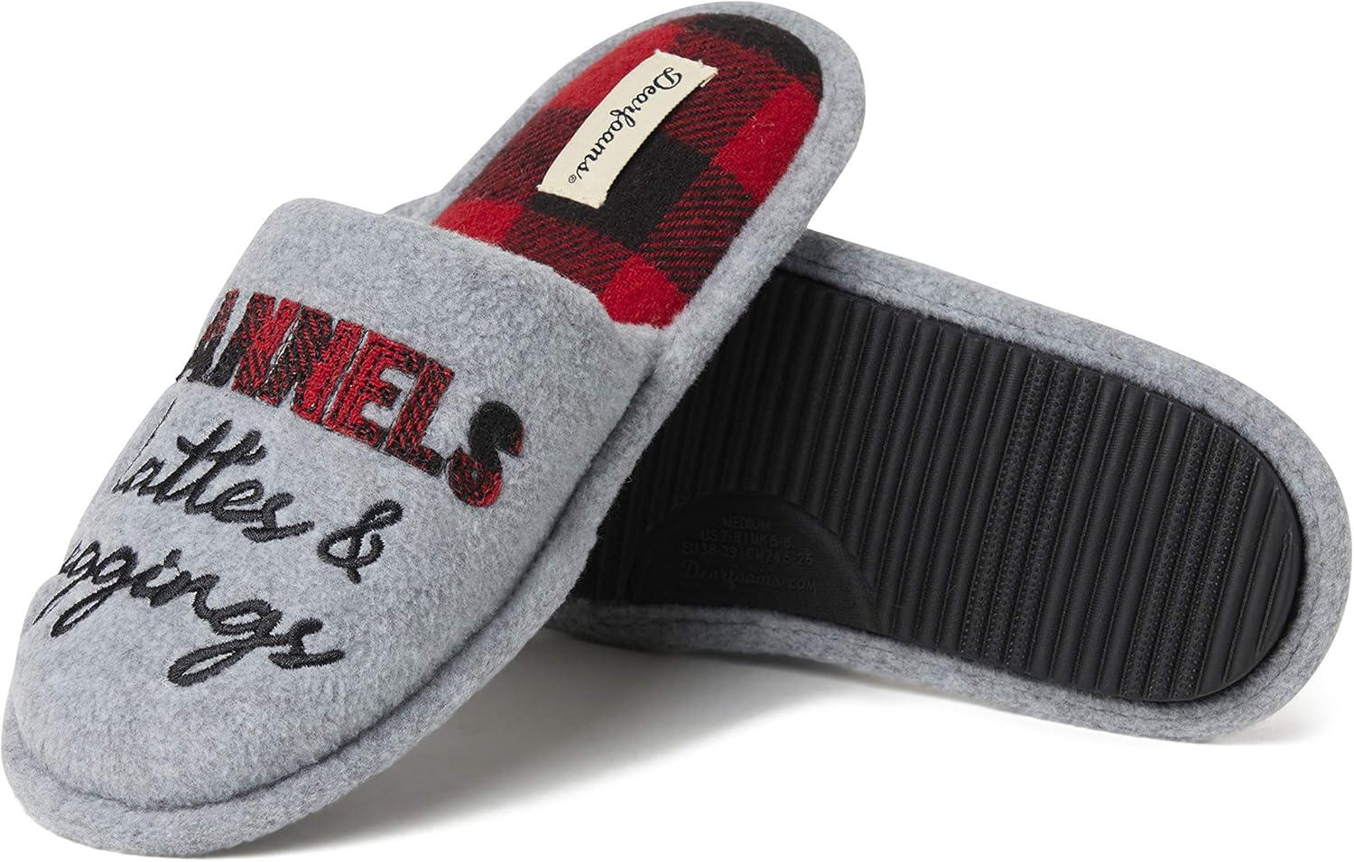 imageDearfoams Womens Novelty Scuff with Eye Mask SlipperGrey Lattes Leggings