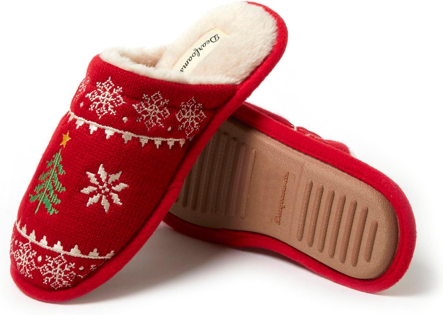 imageDearfoams Womens Novelty Scuff with Eye Mask SlipperRed