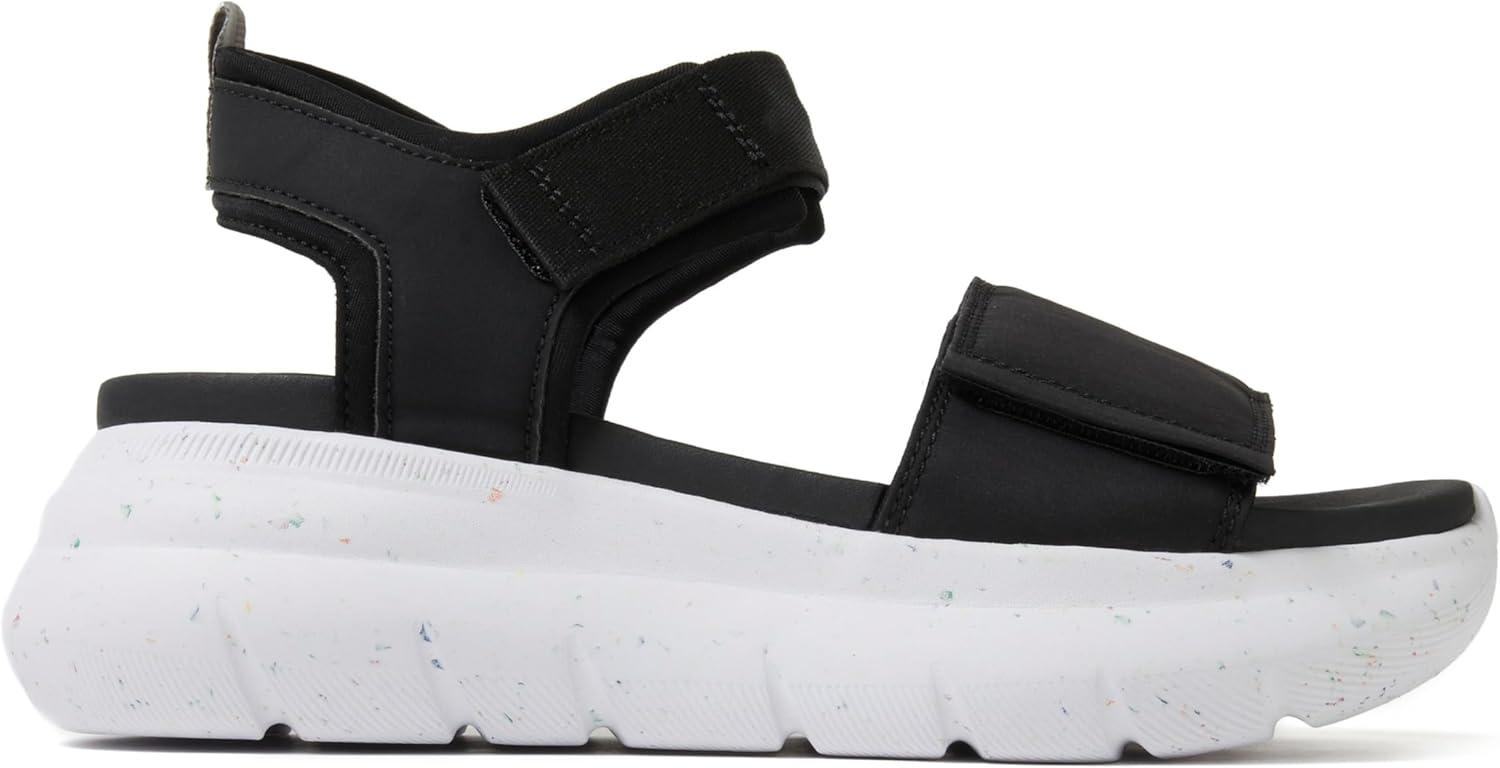 imageDearfoams Womens Platform Lightweight Adjustable Odell Wedge SandalBlack