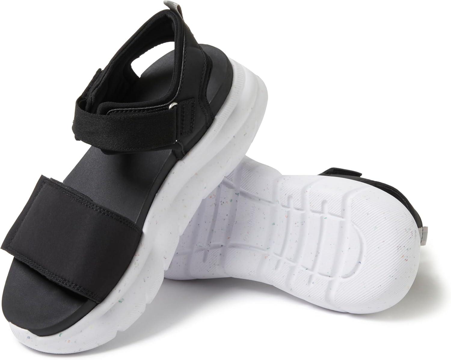 imageDearfoams Womens Platform Lightweight Adjustable Odell Wedge SandalBlack