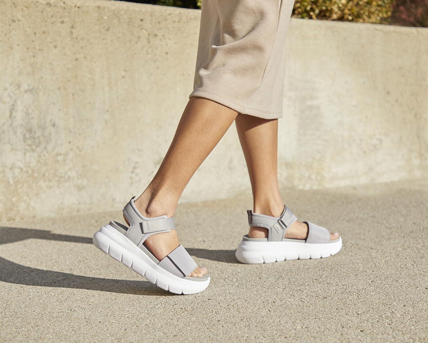 imageDearfoams Womens Platform Lightweight Adjustable Odell Wedge SandalFig