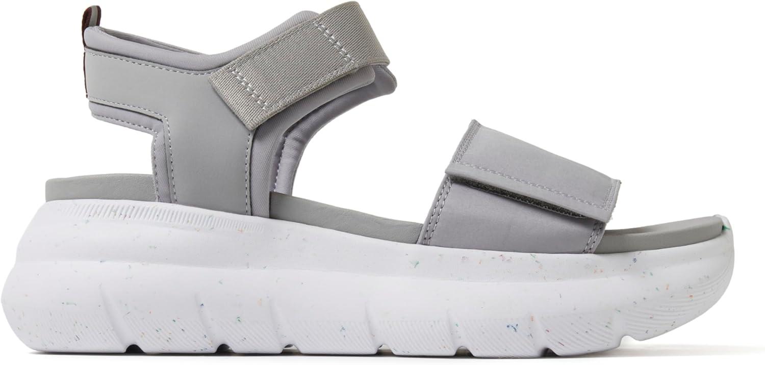 imageDearfoams Womens Platform Lightweight Adjustable Odell Wedge SandalSleet