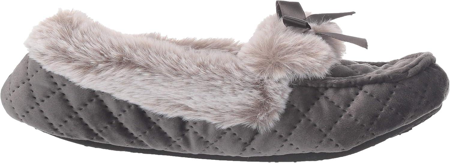 imageDearfoams Womens Quilted Velour Moccasin SlipperExcalibur