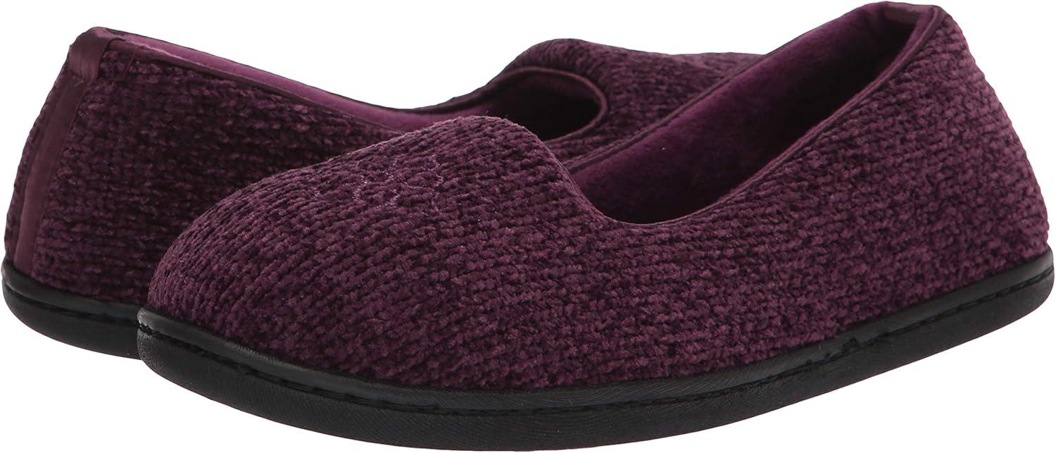 imageDearfoams Womens Rebecca Soft Memory Foam Lightweight House Shoes Cozy Loafer with Warm Lining and Wide Widths SlipperAubergine Chenille