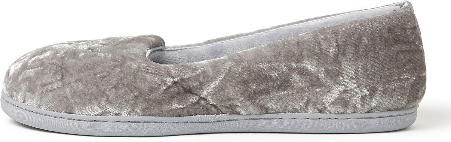 imageDearfoams Womens Rebecca Soft Memory Foam Lightweight House Shoes Cozy Loafer with Warm Lining and Wide Widths SlipperSleet Crushed Velvet