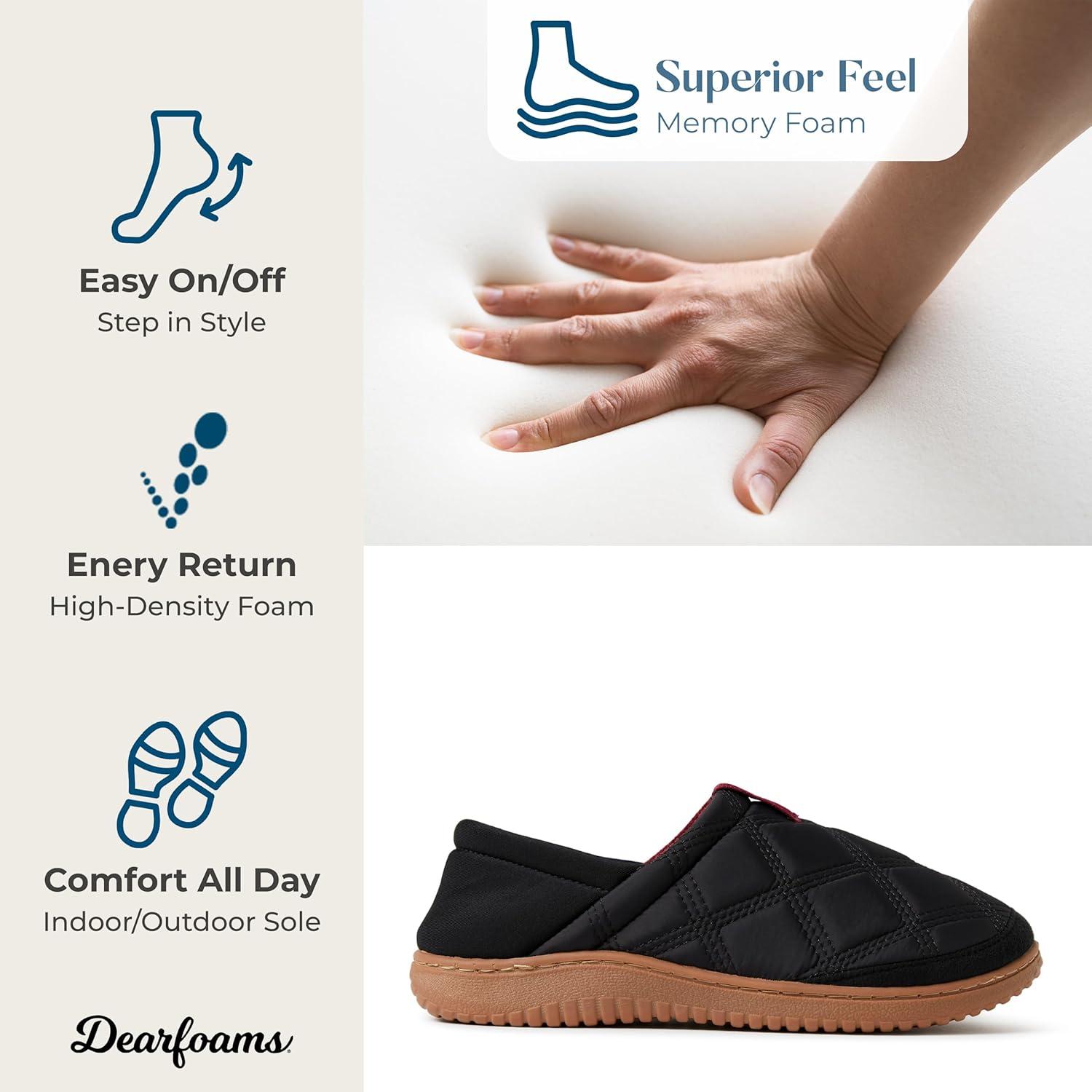 imageDearfoams Womens River Closed Back Memory Foam Energy Return SlipperBlack