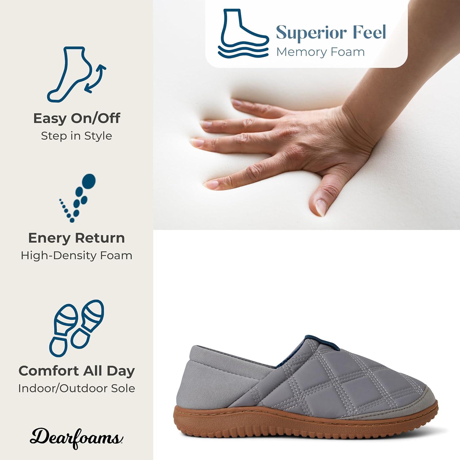 imageDearfoams Womens River Closed Back Memory Foam Energy Return SlipperMedium Grey