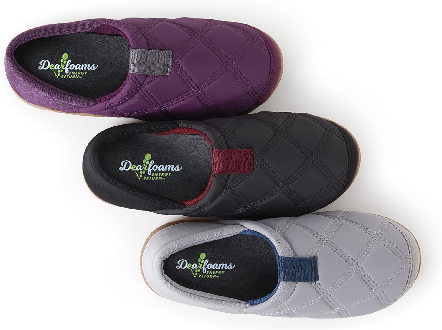 imageDearfoams Womens River Closed Back Memory Foam Energy Return SlipperMedium Grey