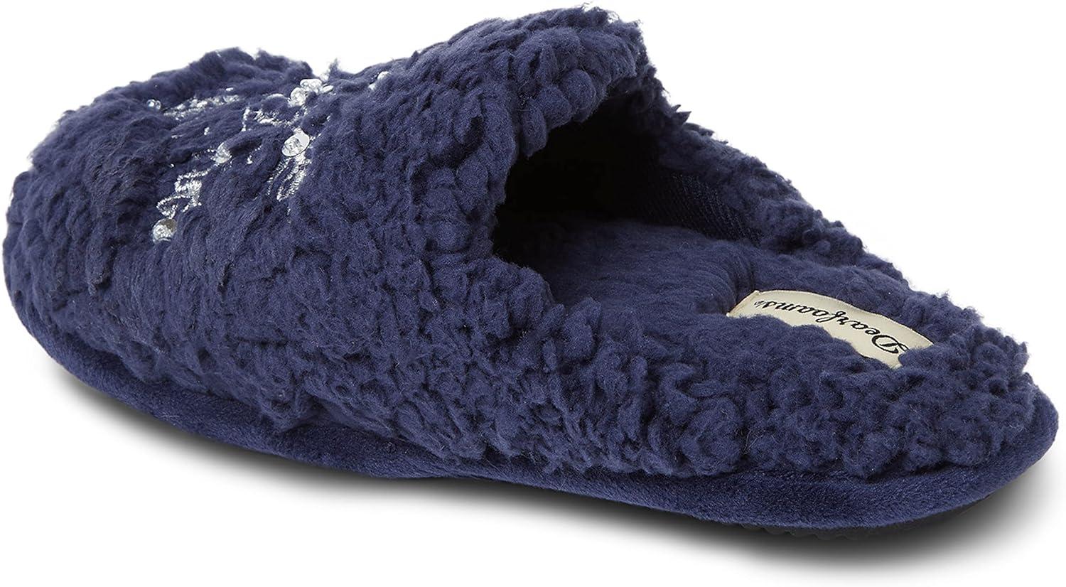 imageDearfoams Womens Shay Giftable Holiday Themed Novelty Scuff SlipperSnowflake