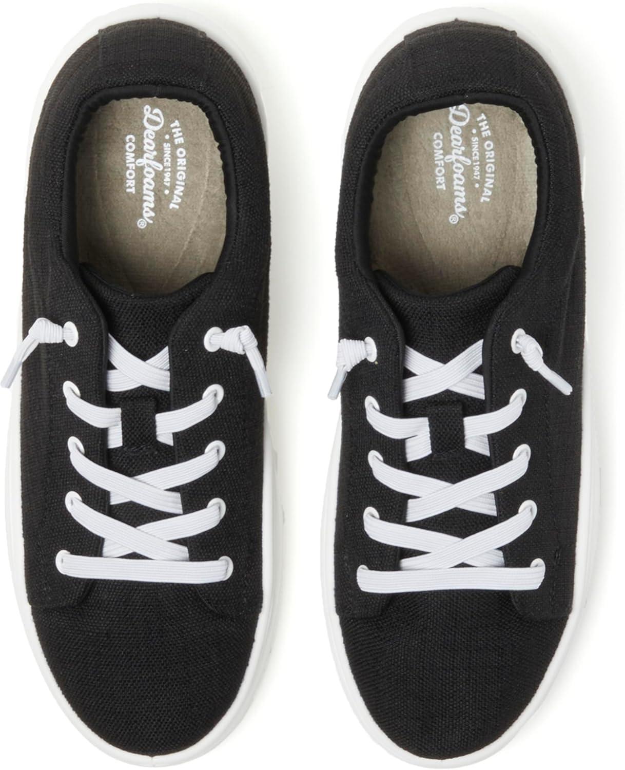 imageDearfoams Womens Shoes Mabel Lightweight Comfortable Easy Slip on Sneaker with Arch SupportBlack