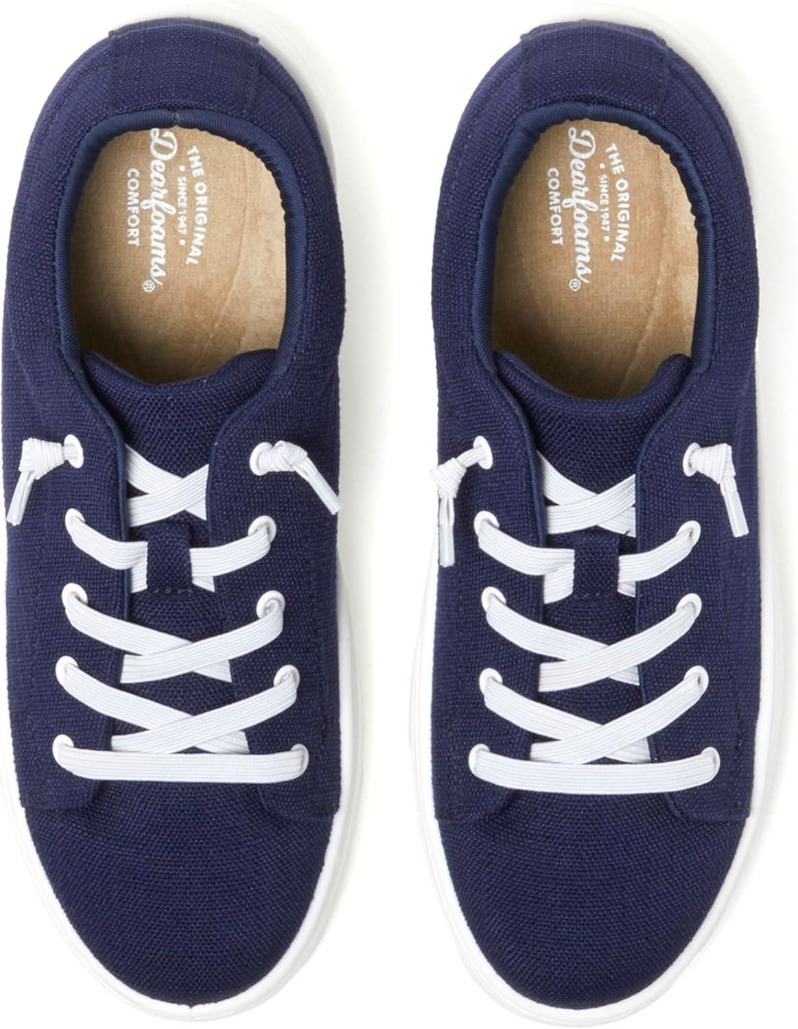 imageDearfoams Womens Shoes Mabel Lightweight Comfortable Easy Slip on Sneaker with Arch SupportNavy