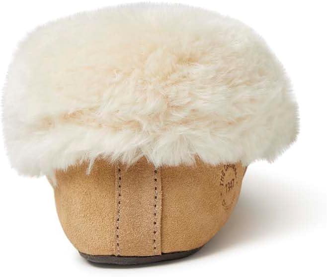 imageDearfoams Womens Suede Foldover Bootie Slipper with TieDesert