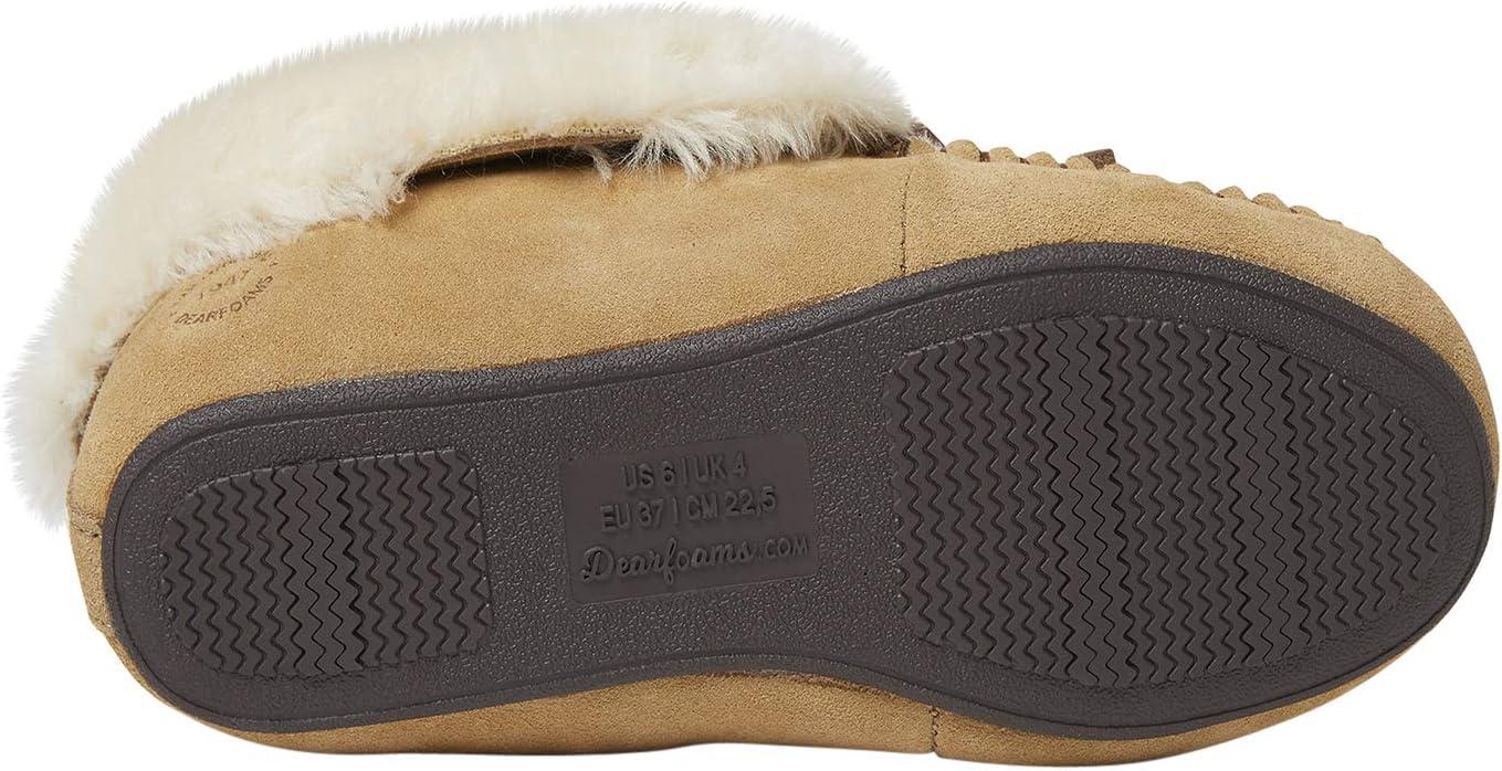 imageDearfoams Womens Suede Foldover Bootie Slipper with TieDesert