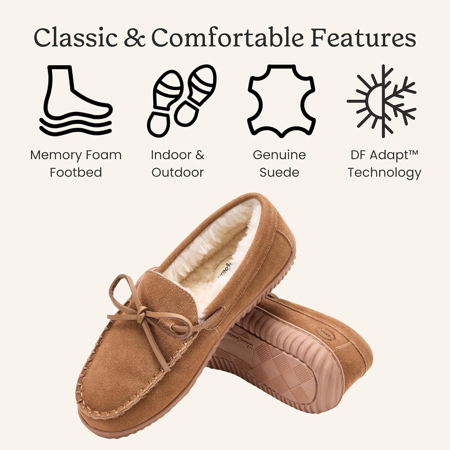 imageDearfoams Womens Suede Indoor Outdoor Harriet Moccasin Shoe House SlippersChestnut