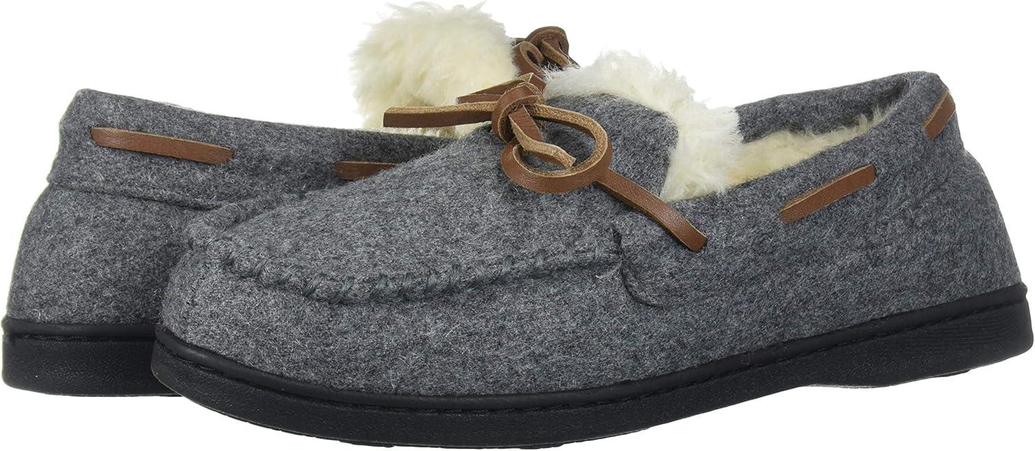 imageDearfoams Womens Wool Moccasin with Tie SlipperGrey
